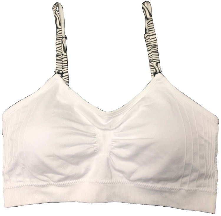 White Seamless bra with Silver Zebra Straps